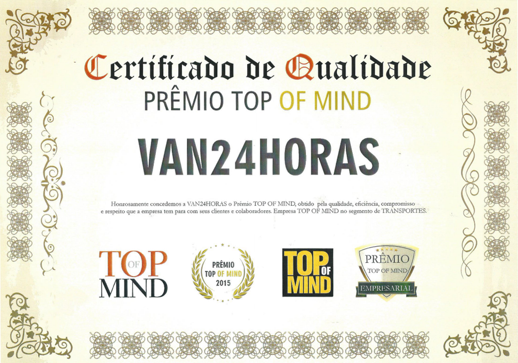 Prêmio of mind Van 24 horas